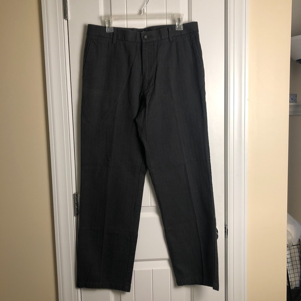 Dockers Mens Pants Charcoal‎ Gray Size 33 x 31 Flat Front Casual Preppy Academia